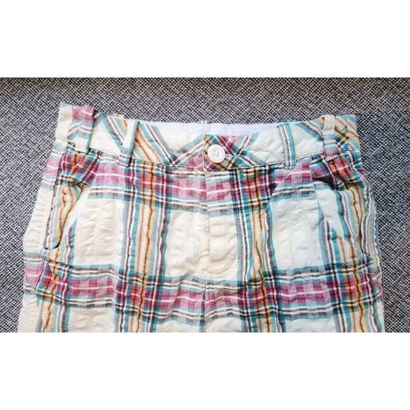 Free‎ People Marlowe Yarn Dye Slouchy Plaid Tan Trousers Pants Womans Sz 2 NEW - Picture 3 of 10